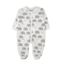 Pijama con pies y broches de elefantes gris 12M