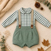 CONJUNTO NIÑO VICHY VERDE 18M