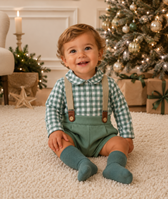 CONJUNTO NIÑO VICHY VERDE 6M