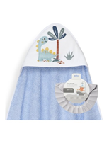 TOALLA CAPA BAÑO 1X1 DINOSAURIO Y GORRO CELESTE