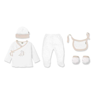 SET REGALO 5 PZAS BAMBOO DINOSAURIO BLANCO/BEIGE