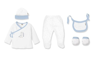 SET REGALO 5 PZAS BAMBOO DINOSAURIO BLANCO-CELESTE