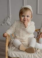 Pelele gorro bebe niño Beig 9M