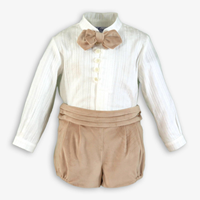 Camisa pant corto bebe niño Beig tostado 24M