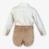 Camisa pant corto bebe niño Beig tostado 24M