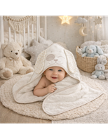 CAPA DE BAÑO BEBE ALMA PERRITO BORDADO 80X80 CM BEIGE