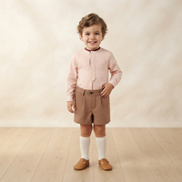 CONJUNTO CAMISA VICHY CON RIBETE Y SHORT MARRON 24M