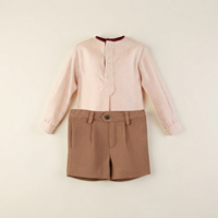 CONJUNTO CAMISA VICHY CON RIBETE Y SHORT MARRON 24M