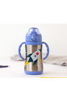 BOTELLA KIOKIDS COHETE AZUL 280ml ACERO INOX