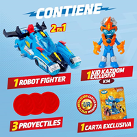Figura Superthings Transformable Robot Fighter Kid Kazoom. Dos modos Vehiculo y Robot.