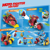 Moto Fighter Kid Fury Superthings. Dos modos de ataque. Carga el disco en la lanzadera y ataca.