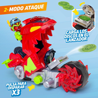 Moto Fighter Kid Fury Superthings. Dos modos de ataque. Carga el disco en la lanzadera y ataca.