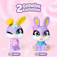 Figura Cherry Pets Confetti Cupcakes Bunny Twins. Incluye 2 figuras exclusivas accesorios y bolsa de confeti.