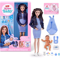 Muñeca embarazada My Mini Baby, con bebé y accesorios para su cuidado 