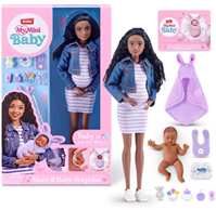 Muñeca embarazada My Mini Baby, con bebé y accesorios para su cuidado 