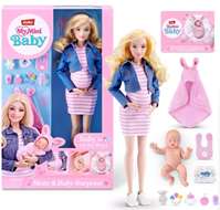 Muñeca embarazada My Mini Baby, con bebé y accesorios para su cuidado 