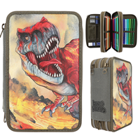 Dino World estuche triple verde con efecto 3D