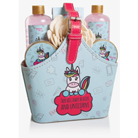 SET DE BAÑO BOLSO EXCLUSIVO UNICORNIOS CON ASA