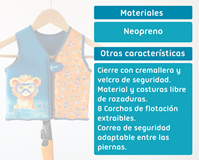 Chaleco Neopreno Kiokids 2-3 AÑOS MARINO LEON  